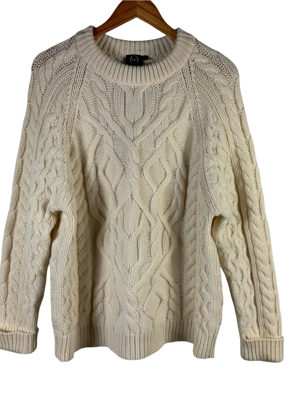MCQ ALEXANDER MCQUEEN Chunky Cable Knit Cashmere Wool Sweater Cream Men's Size S